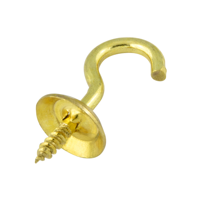 Cup Hook 5/8" x .080" x 15/16" O/A Length Solid Brass Plain by Spaenaur Inc.