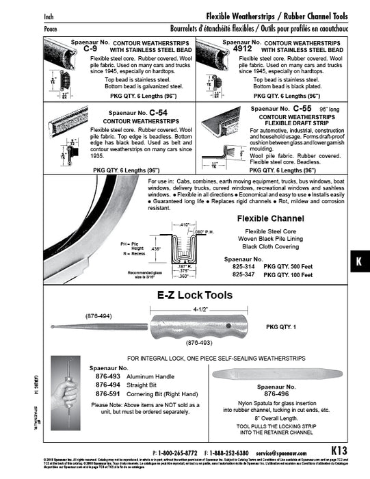 Handle Only for Self-Sealing Weatherstrip tool, Aluminum by Spaenaur Inc.