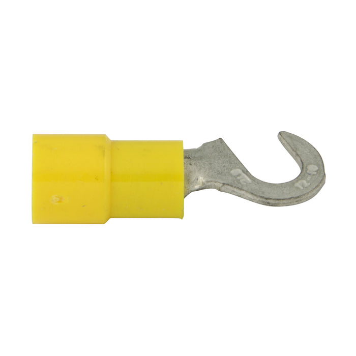 Copper Hook, Solderless Insulated #8-#10 Stud, 12-10 GA. Wire Pure Electrolytic Copper Heavy Bright Tin Plating Yellow Plastic Insulation by Spaenaur Inc.