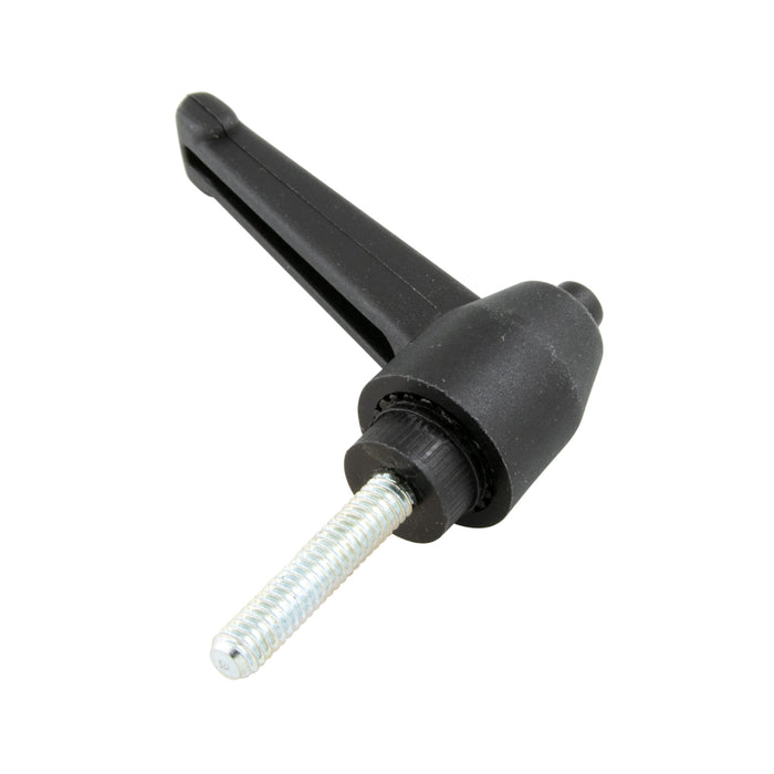 Levier de serrage à bouton-poussoir, mâle, longueur 2,05 po, goujon 1/4 po-20 x 1 po, hauteur totale 1,38 po, matériau thermoplastique, noir