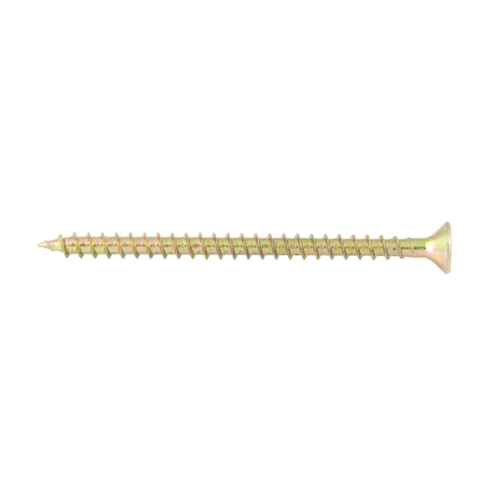 Particle Board Screw, Flat Head, R2 Torx 90° ctsk., 4.5 mm x 40 mm Length(#9 x 1-1/2"), Steel Yellow Zinc Plated by Spaenaur Inc.
