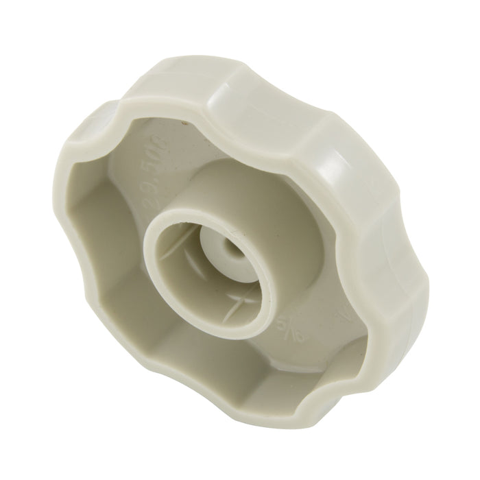 Bouton Shear-Loc, style rosette, compatible avec vis M8 (diamètre extérieur 38 mm), Dupont Delrin 500 gris, par Spaenaur Inc.