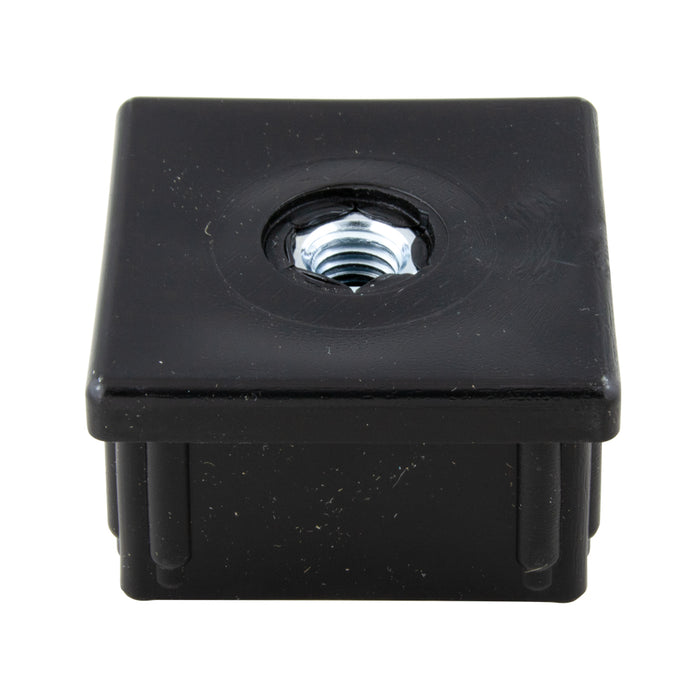 Square Plug Glide,Metal Insert,for 2" Sq 16-18 Gauge Tube (3/8"-16) Polyethylene Black by Spaenaur Inc.