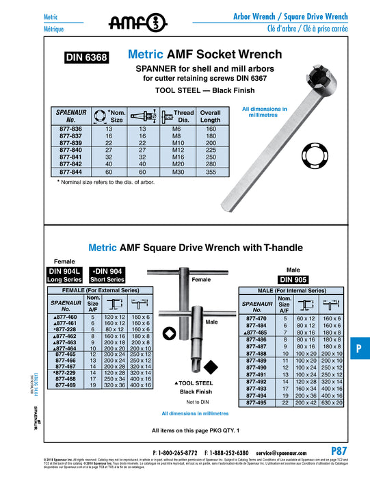 Slotted Nut Spanner with 4 Prongs 27mm Steel Black DIN 6368 27