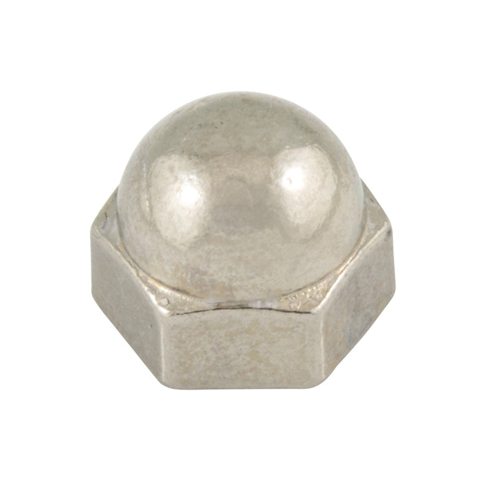 Écrou borgne, 3/8"-16, largeur 9/16", épaisseur 7/16", en alliage de zinc nickelé, fabriqué par Spaenaur Inc.