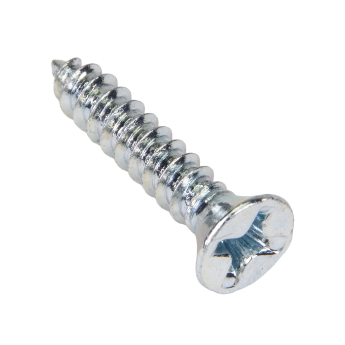 Tapping Screw, Flat Head Phillips Drive, Type AB, #4-24 x 1/2" Length, Low Carbon Steel Trivalent Zinc Plated