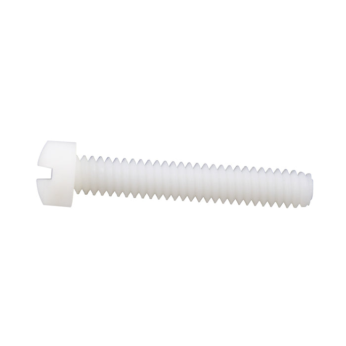 Machine Screw, Fillister Head, Slotted Drive, #10-24 UNC x 1" Length, Nylon Natural by Spaenaur Inc.
