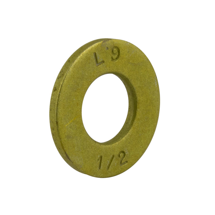 Flat Washer Round .599/.589" ID x 1.186/1.149" OD x .112/.090" THK for 9/16" Bolt L9 Steel Alloy Zinc Dichromate (Gold Colour)