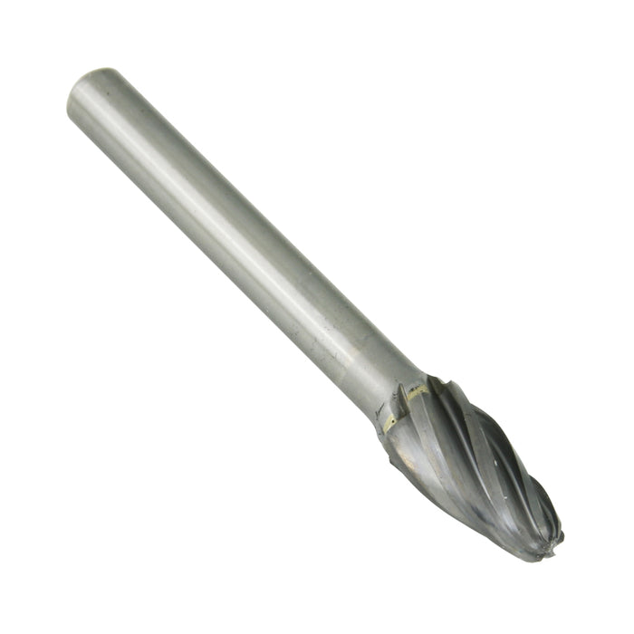 Carbide Burr, Aluminum Cut Round Nose Tree Shape 3/8" DIA x 3/4" LGTH x 1/4"Shank by Spaenaur Inc.