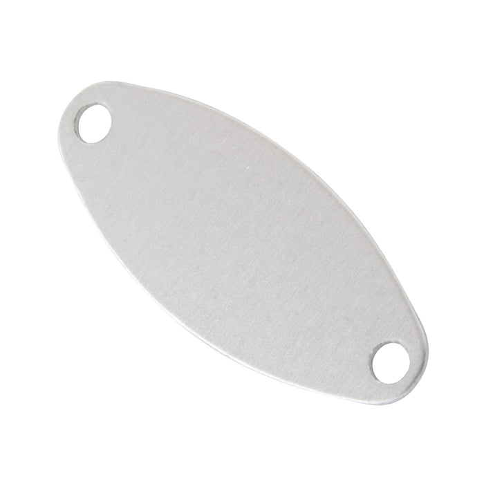 Standard Oval Blank Tag (Two 1/8" Holes) 1 3/8" x 2 1/8" x .032" THK Anodized Aluminum Plain by Spaenaur Inc.