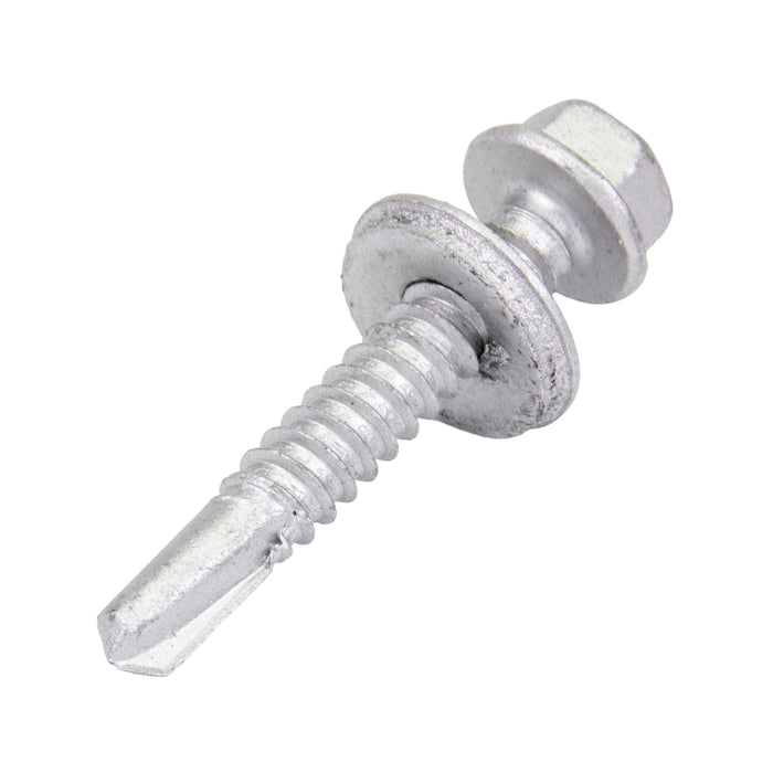 Teks Point 3 Self-Drilling Screw, Hex Head with Bonded Washer Head, #14 x 1-1/2" Length, Low Carbon Steel Mechanical Zinc with Oxyseal Coating by Spaenaur Inc.