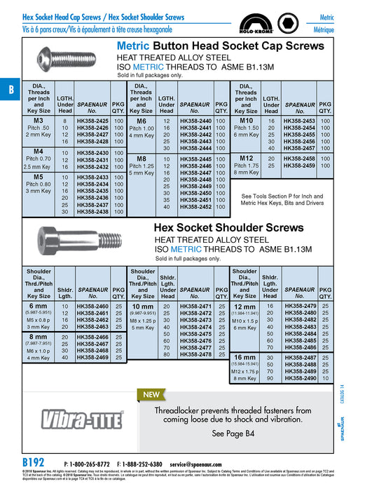 Holo-Krome Socket Shoulder Screws 16mm x 30mm (M12) Alloy Steel Heat Treated ANSI B1.13M Holo-Krome #09047