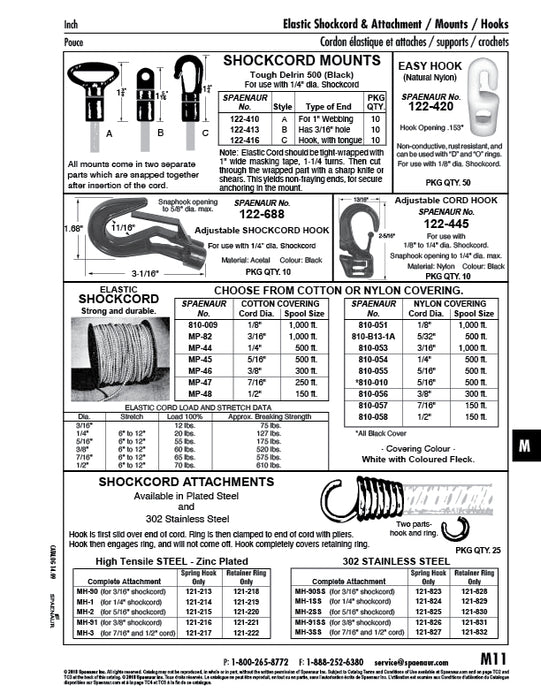 Spring Hook for Shockcord 5/16" 302 Stainless Steel by Spaenaur Inc.