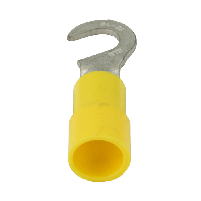 Copper Hook, Solderless, Insulated for #4, #6 Stud, 22-18 GA. Wire Electrolytic Copper Red Plastic Insulation Bright Tin Plate