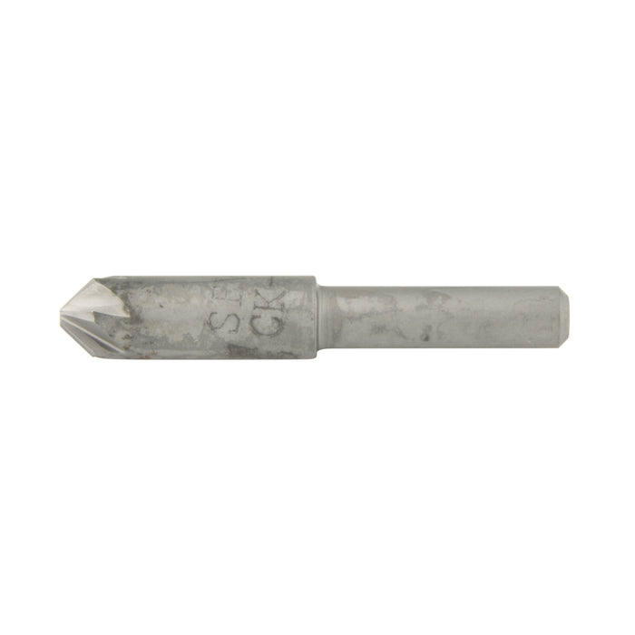 Fraise à chanfreiner sans vibration à six cannelures, chanfrein à 82 degrés, tête de 3/4 po de diamètre x tige de 1/2 po de diamètre, acier rapide, par Spaenaur Inc.