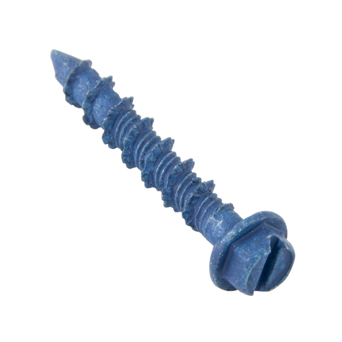 Tapcon Anchor Concrete Screw, Slotted Drive, Hex Washer Head, Hi-Lo Thread, 3/16" Dia x 3-1/4" Length, C1022 Steel Blue CLIMASEAL® by Tapcon®
