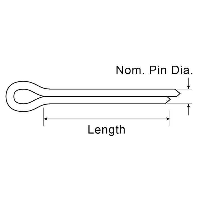 Round Cotter Pin, Extended Prong 5/32" x 1-1/2" 18-8 Stainless Steel