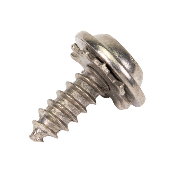SEMS Tapping Screw Phillips Round Washer Head W/ 3/8" OD External Lockwasher #8 x 7/16" LG, Type A Low Carbon Steel Case Hard Nickel Plated by Spaenaur Inc.