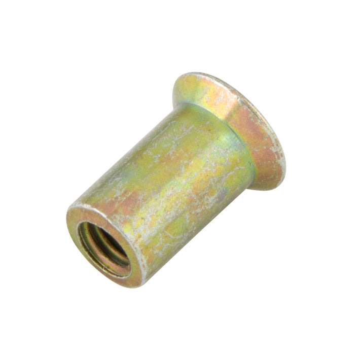 Rivkle Blind Rivet Nut, Countersunk Head Open End Keyless M8 x 1.5-4.0mm Grip Range, for 11mm Hole DIA. Steel, Clear Zinc Finish
