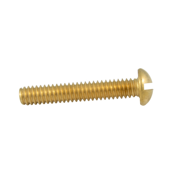 Machine Screw, Round Slot Head #6-32 UNC x 1 1/2" Brass ANSI B18.6.3-1972