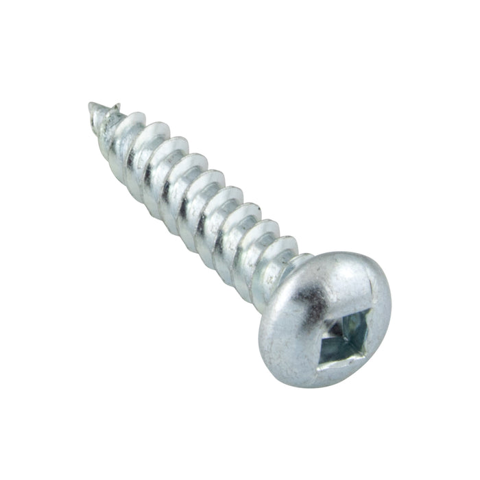 Wood Screw, Round Head, Square Socket, #12 x 1-3/4" Length, Low Carbon Steel Trivalent Zinc Plated, ASME/ANSI B18.6.1