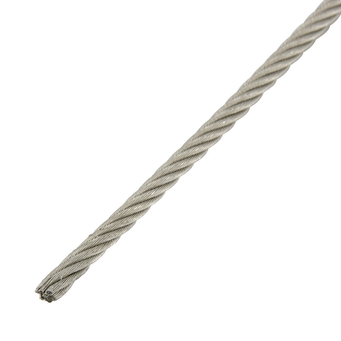 7X19 Strand Construction Cable 1/4" Wire DIA x 250Ft/Spool 302/304 Stainless Steel Plain
