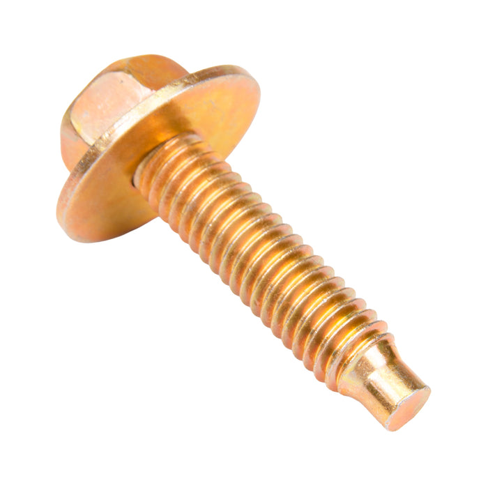 Machine Screw, Indented Hex with Flat Washer Head, Unslotted Drive, 5/16"-18 UNC x 1-7/16" Length, Steel Zinc Plated Dichromate by Spaenaur Inc.
