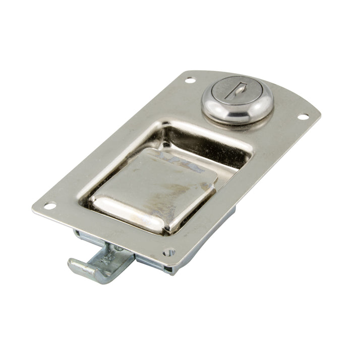 Paddle Handle Recessed Lock with Hook Type Slide Bolt Steel Nickel Plated by Spaenaur Inc.