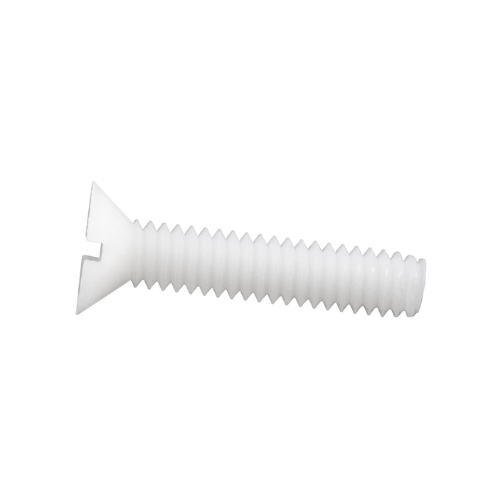 Machine Screw, Flat Head, Slotted Drive, 1/4"-20 UNC x 1/2" Length, Nylon Natural by Spaenaur Inc.