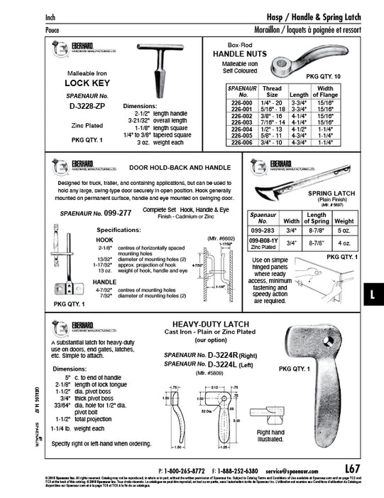 Door Hold-Back & Handle, Complete Set-Hook, Handle & Eye Steel, Zinc Plated by Spaenaur Inc.