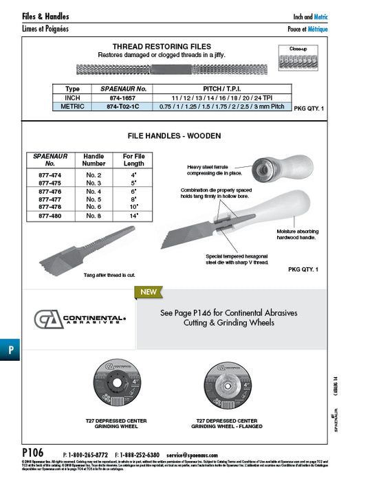 File Handle with Threading Insert for Flat/Round Files And 4" Files #2 Wood