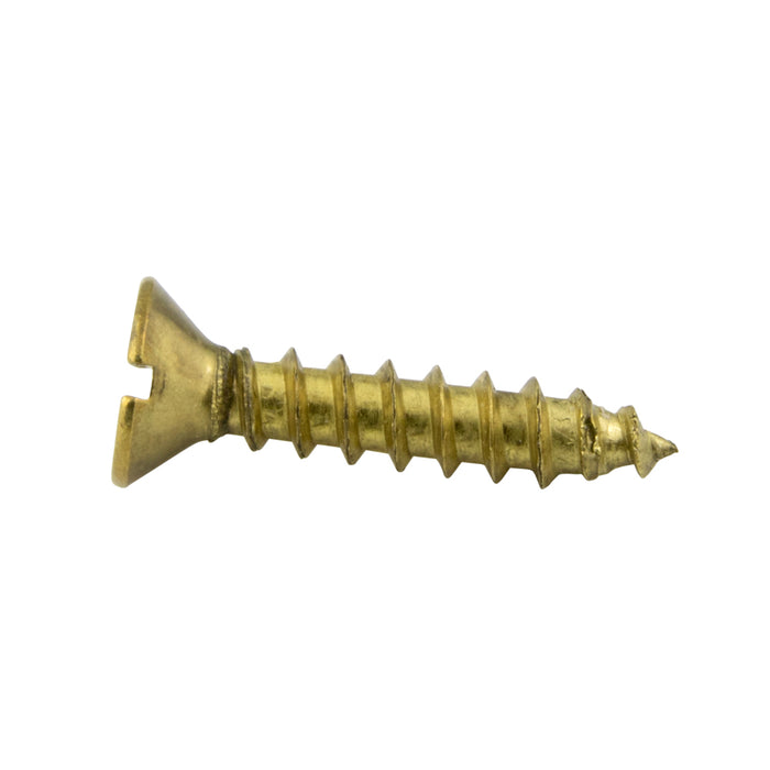 Wood Screw, Flat Head 90° ctsk., Slotted, #14 x 3-1/2" Length, Brass, ASME/ANSI B18.6.1
