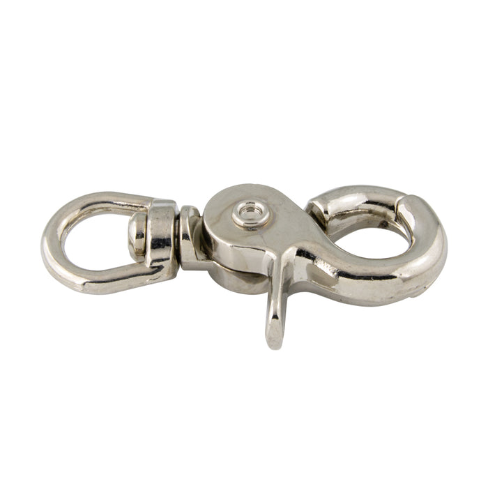 Snap Hook, Swivel Eye, DIN 5289 10mm Eye, 55mm Oal, 10mm Snap Opening Die-Cast Zinc, Nickel Plated
