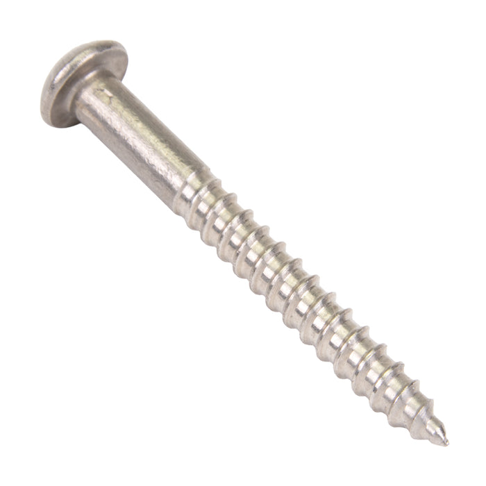 Wood Screw, Round Head, Slotted, #10 x 1-1/4" Length, Stainless Steel, ASME/ANSI B18.6.1 by Spaenaur Inc.