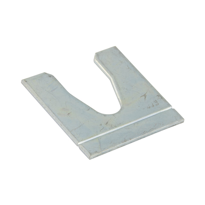 Cale, UNIversal Break-Off 1 1/2 po L x 1 1/2 po l, pour boulon 3/8 po à 21/32 po, épaisseur 0,065 po, largeur de fente 41/64 po, acier à faible teneur en carbone zingué par Spaenaur Inc.