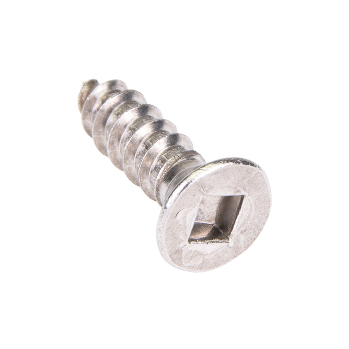 Tapping Screw, Flat Head Square Socket Drive, Type AB, #12 x 2-1/2" Length, Stainless Steel