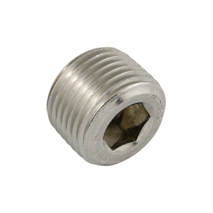 Hex Socket Taper Plug Dryseal 1/8"-27 NPTF, 3/4" Taper Length tolerance: .300"-.324" 18-8 Stainless Steel by Spaenaur Inc.