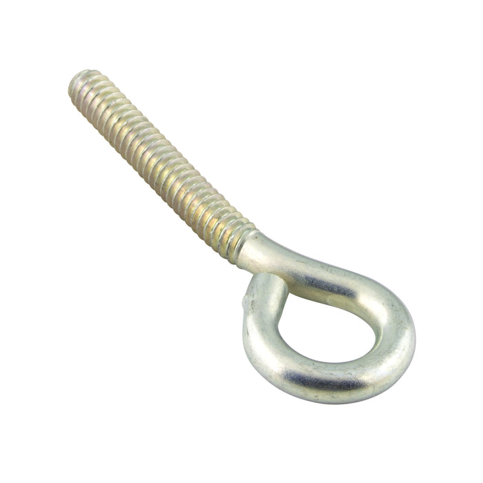 Bent Eye Bolt (No Nut) 1/4"-20 UNC x 3" O/A LGTH, 1/2" Eye ID 1-3/4" Thread Length Steel Trivalent Zinc Plated