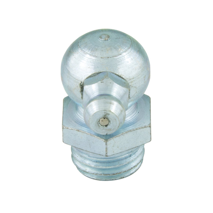 Raccord métrique pour graisse M10 x pas de 1,00 mm, angle court à 90 degrés (11 mm A/F x 18 mm O/A LGTH) Acier zingué 90 degrés/H3 M10X1