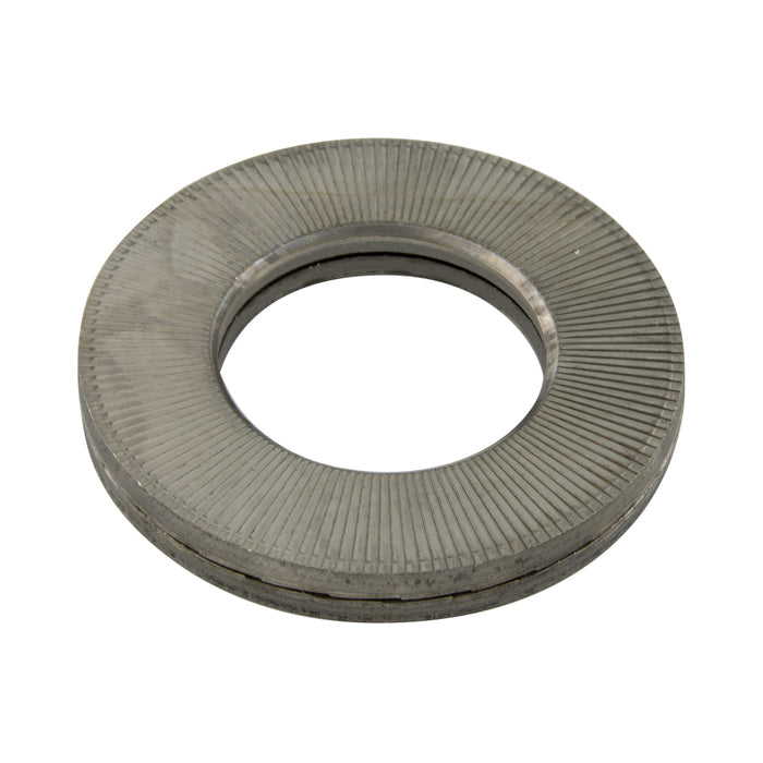 Nord-Lock Washer, Heat Treated, Bolt Size M27 (1-1/16"), Glued Pair 28.5mm ID x 48.5mm OD x 4.6mm TH 316 Stainless Steel