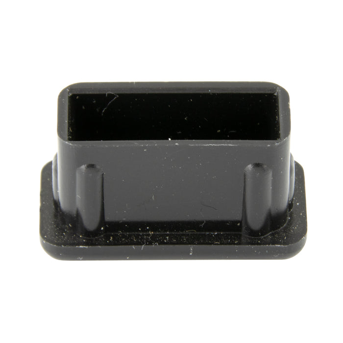 Bouchon rectangulaire 1/2 po x 1 1/2 po, polyéthylène noir 16-18 GA, fabriqué par Spaenaur Inc.