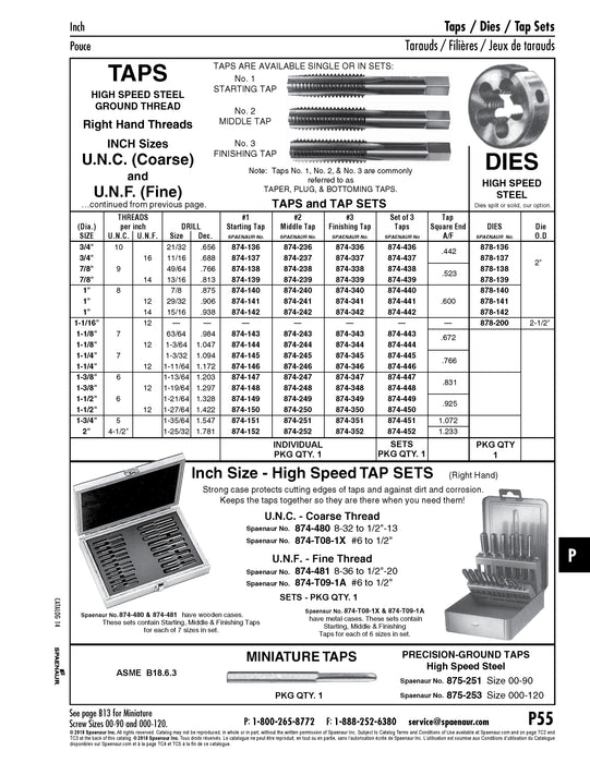 Adjustable Die Round Split 7/8"-9 UNC, 2" OD High Speed Steel