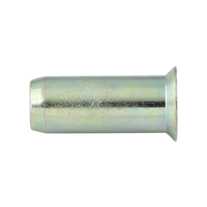 Rivkle Blind Rivet Nut Countersunk Head Closed End Keyless M5 x 1.50-4.00mm Grip Range Steel, Clear Zinc Plated