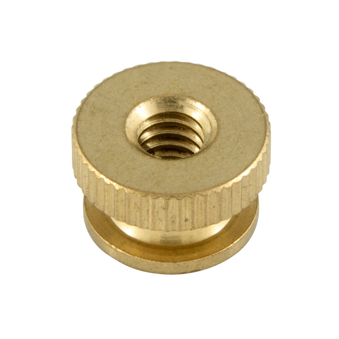 Round Double Knurled Battery Nut #8-32 UNC (11/32" OD x 7/32" HT) Brass Plain