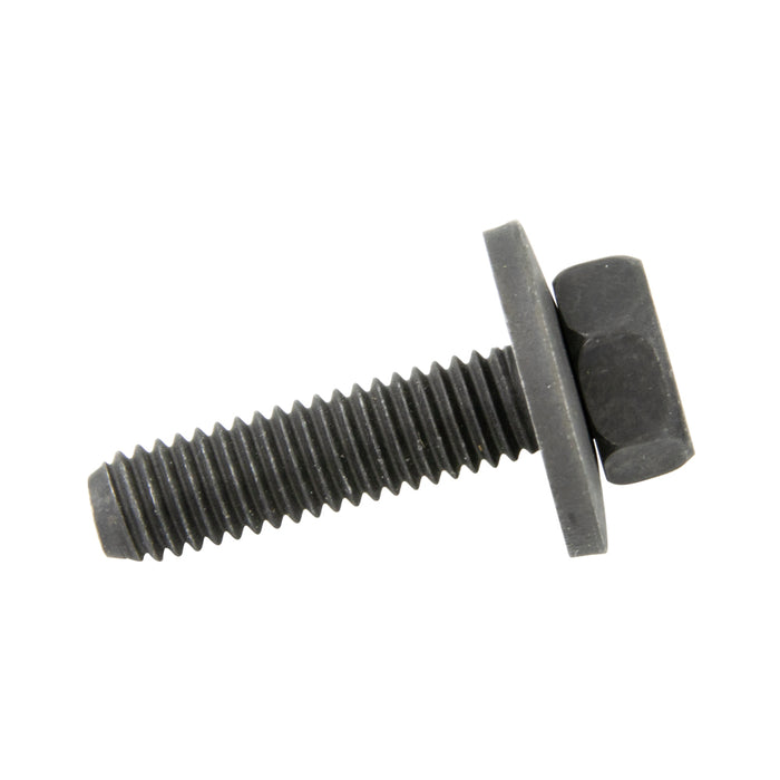 Sems Machine Screw Hex Head, With 17mm OD Flat Washer, 6mm X 1.00 Pitch X 25mm Lgth, Low Carbon Steel, Black Phosphate by Spaenaur Inc.