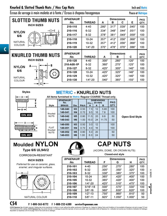 Slotted Thumb Nut #10-32 UNF Nylon 6/6 Natural