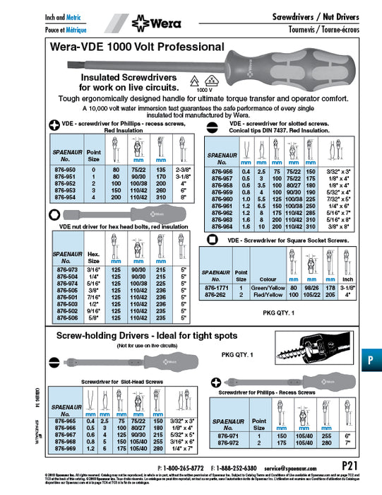 Insulated Hex Nut Driver Series 190I-Vde 5/8" A/F Red Handle