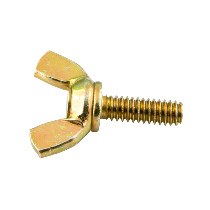 Wing Screw with Shoulder And Riveted-On Head, #10-24 UNC x 1 1/4", Wing Spread 1-1/16" Low Carb Steel Cold forged Zinc Pl with Yellow Dichrom by Spaenaur Inc.