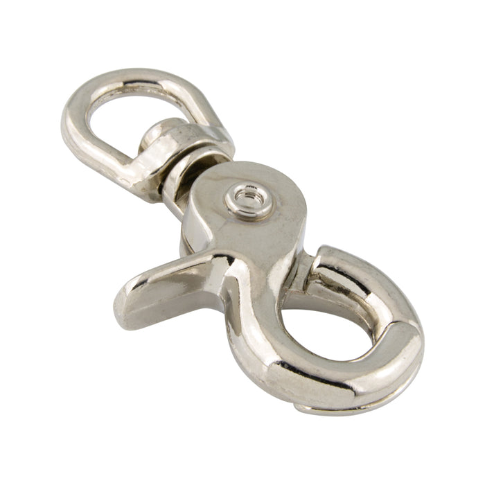 Snap Hook, Swivel Eye, DIN 5289 10mm Eye, 55mm Oal, 10mm Snap Opening Die-Cast Zinc, Nickel Plated