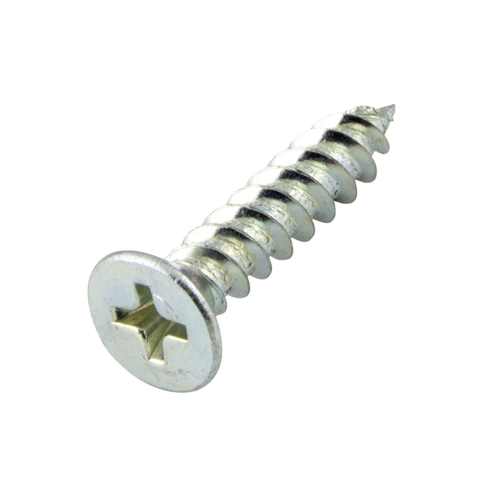 Wood Screw, Flat Head, Phillips, #8 x 1-1/4" Length, Steel Zinc Plated, ASME/ANSI B18.6.1